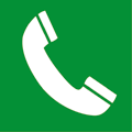 Nödskylt med en telefonlur.