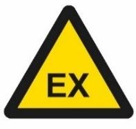 Varningsskylt med texten EX.