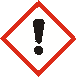 Faropiktogram GHS07 med ett utropstecken. 