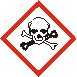 Faropiktogram GHS06 med en dödskalle. 