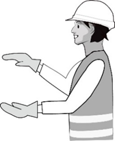 Signalman som utför rörelsen.